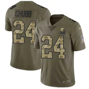 all time elite premium unique Browns #24 Nick Chubb Olive/Camo Youth Stitched NFL Limited 2017 Salute to Service Jersey