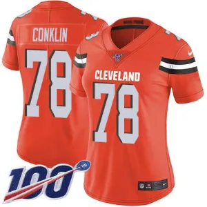authentic legendary sporty elite Browns #78 Jack Conklin Orange Alternate Women's Stitched NFL 100th Season Vapor Untouchable Limited Jersey