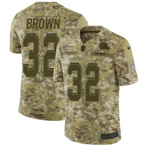 authentic unbeatable limited edition heritage Browns #32 Jim Brown Camo Youth Stitched NFL Limited 2018 Salute to Service Jersey