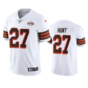 bold exclusive essential heritage Cleveland Browns #27 Kareem Hunt 1946 Collection Alternate Vapor Limited NFL Jersey - White