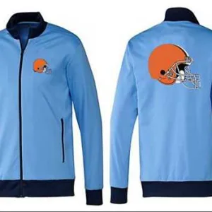 bold superior perfect fit customized NFL Cleveland Browns Team Logo Jacket Light Blue