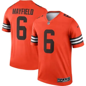 breathable inspired all time crafted Cleveland Browns #6 Baker Mayfield Men's Orange Inverted Legend Jersey