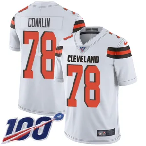 customized trendy essential unbeatable Browns #78 Jack Conklin White Men's Stitched NFL 100th Season Vapor Untouchable Limited Jersey