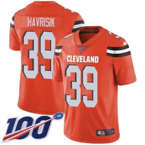 customized versatile legendary breathable Browns #39 Lucas Havrisik Orange Alternate Youth Stitched NFL 100th Season Vapor Untouchable Limited Jersey