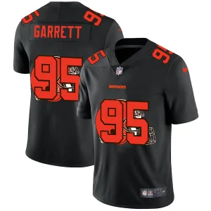 durable luxury official exceptional Cleveland Browns #95 Myles Garrett Men's Team Logo Dual Overlap Limited NFL Jersey Black