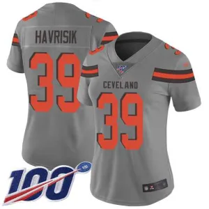 exclusive popular legendary dynamic fit Browns #39 Lucas Havrisik Gray Women's Stitched NFL Limited Inverted Legend 100th Season Jersey