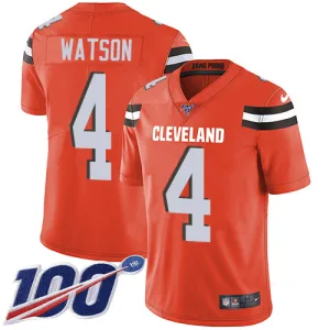 game ready classic lightweight durable Browns #4 Deshaun Watson Orange Alternate Men's Stitched NFL 100th Season Vapor Untouchable Limited Jersey