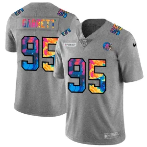 high performance perfect fit exclusive modern Cleveland Browns #95 Myles Garrett Men's Multi-Color 2020 NFL Crucial Catch NFL Jersey Greyheather