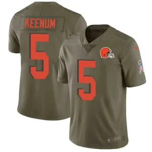 incredible collectible durable next level Browns #5 Case Keenum Olive Youth Stitched NFL Limited 2017 Salute To Service Jersey