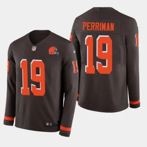 innovative bold vibrant comfortable Browns #19 Breshad Perriman Brown Team Color Men's Stitched NFL Limited Therma Long Sleeve Jersey