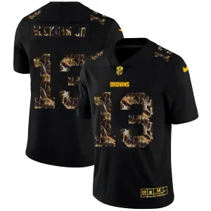 inspired customized premium vibrant Cleveland Browns #13 Odell Beckham Jr. Men's Black Flocked Lightning Vapor Limited NFL Jersey