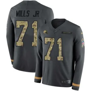 inspired sleek dynamic must have Browns #71 Jedrick Wills JR Anthracite Salute to Service Youth Stitched NFL Limited Therma Long Sleeve Jersey