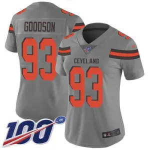 lightweight breathable modern comfortable Browns #93 B.J. Goodson Gray Women's Stitched NFL Limited Inverted Legend 100th Season Jersey