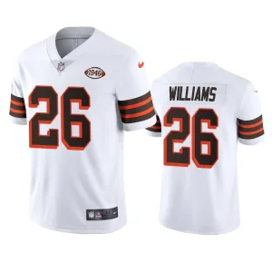 lightweight breathable vibrant versatile Cleveland Browns #26 Greedy Williams 1946 Collection Alternate Vapor Limited NFL Jersey - White