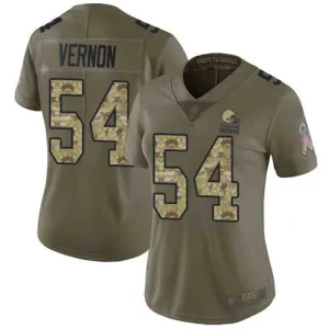 lightweight stylish modern popular Browns #54 Olivier Vernon Olive/Camo Women's Stitched NFL Limited 2017 Salute to Service Jersey