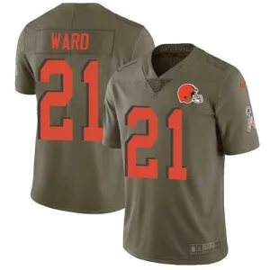 limited edition customized elite heritage Browns #21 Denzel Ward Olive Youth Stitched NFL Limited 2017 Salute to Service Jersey