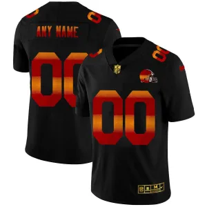 modern all time collectible versatile Cleveland Browns Custom Men's Black Nike Red Orange Stripe Vapor Limited NFL Jersey