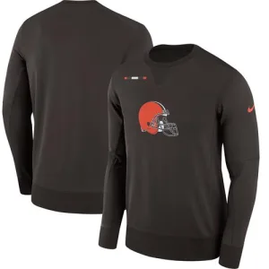 original stylish heritage historic Men's Cleveland Browns Brown Sideline Team Logo Performance Sweatshirt