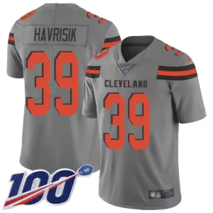 outstanding durable innovative elite Browns #39 Lucas Havrisik Gray Men's Stitched NFL Limited Inverted Legend 100th Season Jersey
