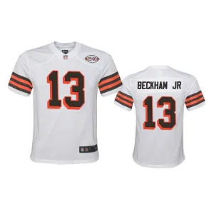 premium lightweight classic popular Youth Browns #13 Odell Beckham Jr. 1946 Collection Alternate Game Limited NFL Jersey - White
