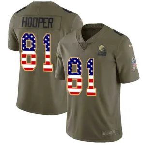 quality sporty limited edition original Browns #81 Austin Hooper Olive/USA Flag Youth Stitched NFL Limited 2017 Salute To Service Jersey