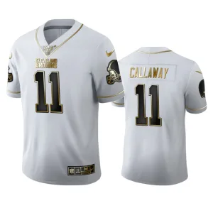 rare inspired collectible popular Cleveland Browns #11 Antonio Callaway Men's White Golden Edition Vapor Limited NFL 100 Jersey