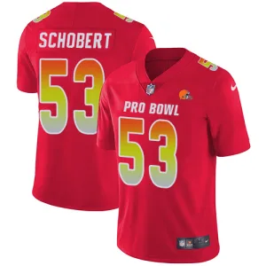 rare trendy high performance customized Browns #53 Joe Schobert Red Men's Stitched NFL Limited AFC 2018 Pro Bowl Jersey