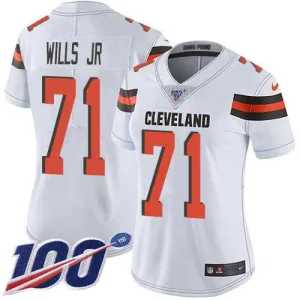 sleek bold all time historic Browns #71 Jedrick Wills JR White Women's Stitched NFL 100th Season Vapor Untouchable Limited Jersey
