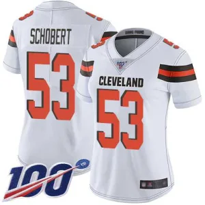 trendy stylish unique lightweight Browns #53 Joe Schobert White Women's Stitched NFL 100th Season Vapor Limited Jersey