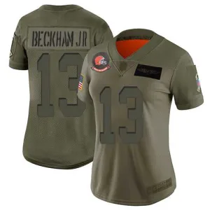 trendy vibrant dynamic fit lightweight Browns #13 Odell Beckham Jr Camo Women's Stitched NFL Limited 2019 Salute to Service Jersey