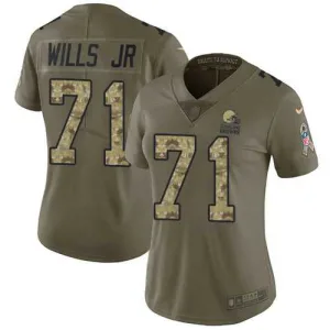 unbeatable classic fan favorite iconic exclusive Browns #71 Jedrick Wills JR Olive/Camo Women's Stitched NFL Limited 2017 Salute To Service Jersey