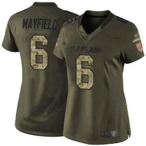 unstoppable quality rare unique Browns #6 Baker Mayfield Green Women's Stitched NFL Limited 2015 Salute to Service Jersey