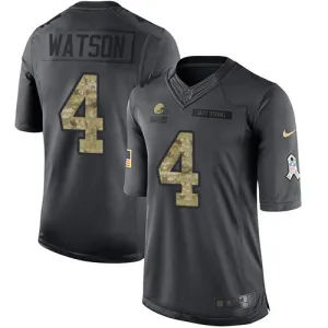 versatile durable vibrant dynamic Browns #4 Deshaun Watson Black Men's Stitched NFL Limited 2016 Salute to Service Jersey