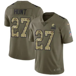 vibrant comfortable inspired unique Browns #27 Kareem Hunt Olive/Camo Men's Stitched NFL Limited 2017 Salute To Service Jersey